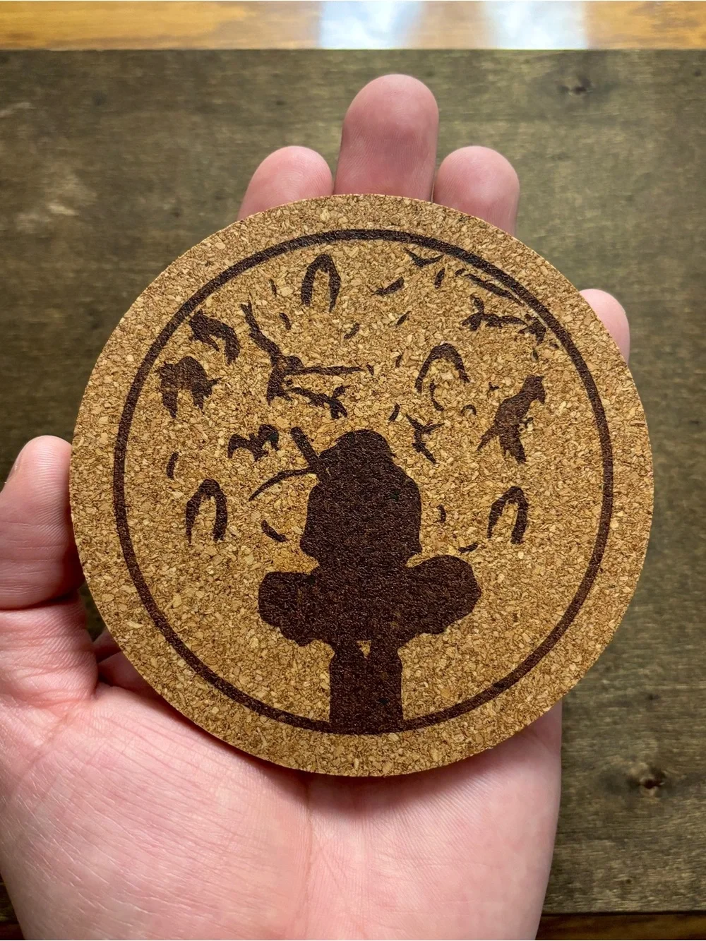 Naruto Itachi Uchiha Silhouette Laser Engraved Cork Coaster